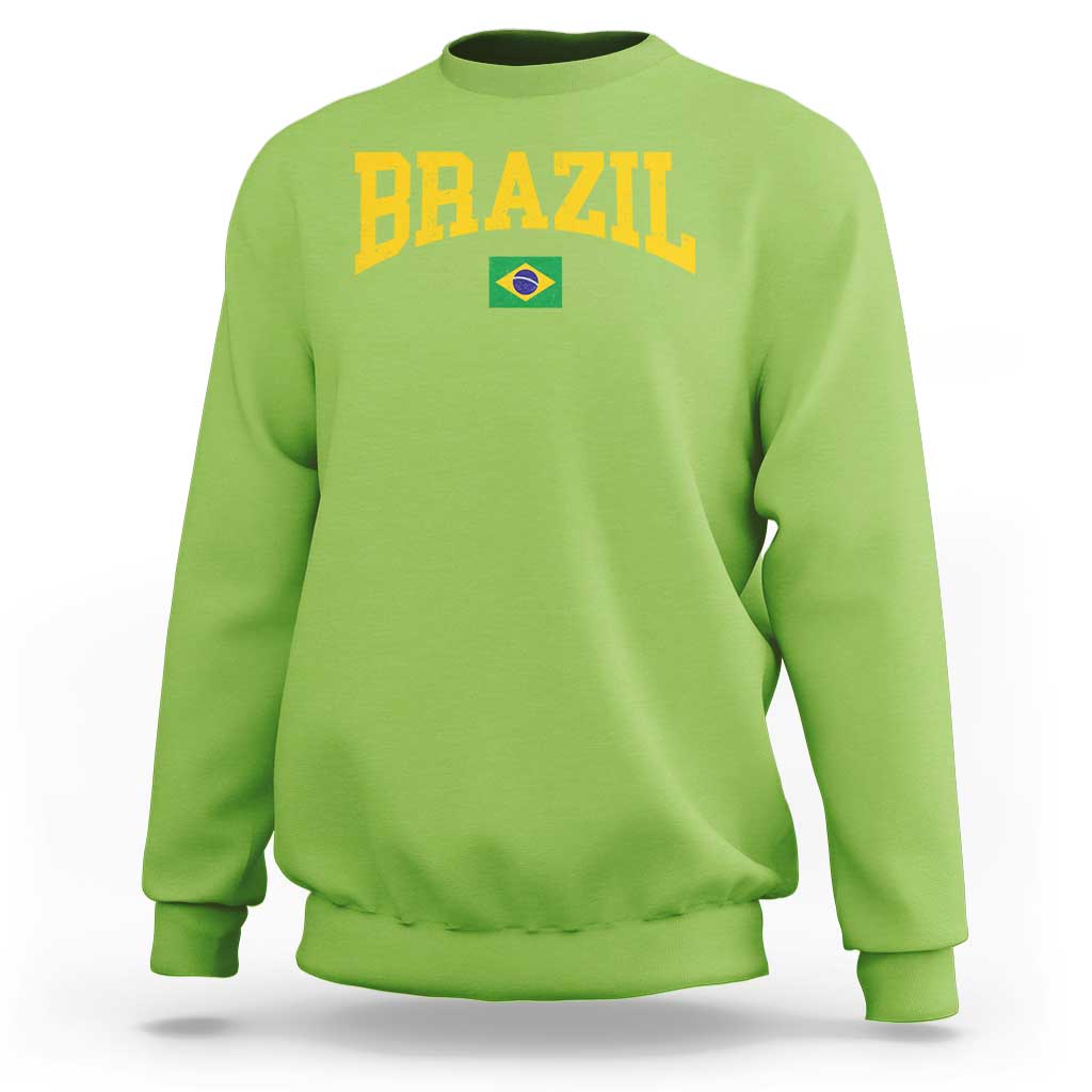 Brazil Football Throwback Design Vintage Brazilian Flag Jersey Style Sweatshirt