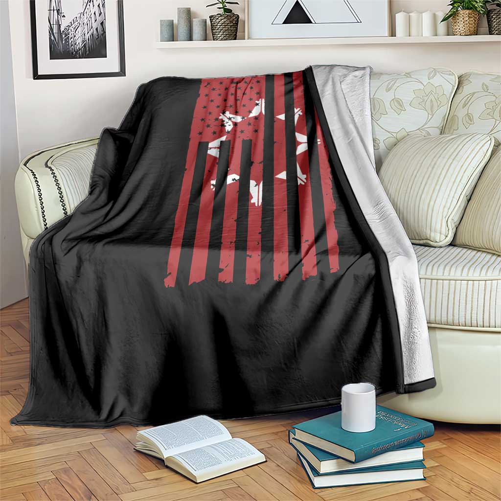 Oglala Lakota Sioux USA Flag Native American Throw Blanket - Wonder Print Shop