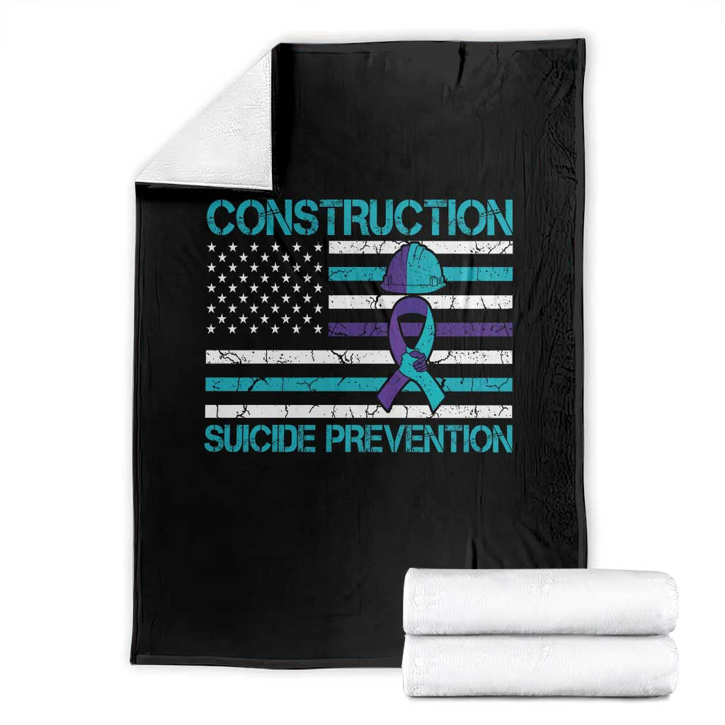 Construction Suicide Prevention Awareness Throw Blanket Mental Health American Flag