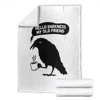 Hello Darkness My Old Friend Throw Blanket Spooky Raven Crow Coffee