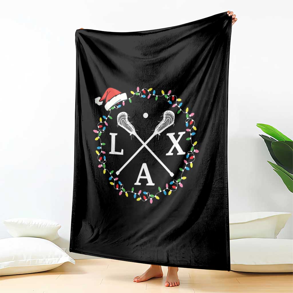 Funny Christmas Lacrosse Lax Stick Santa Hat Throw Blanket - Wonder Print Shop