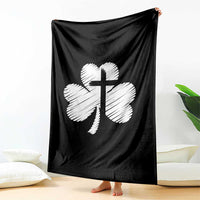 St Patricks Day Christian Religious Shamrock Cross Throw Blanket