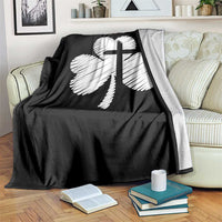 St Patricks Day Christian Religious Shamrock Cross Throw Blanket