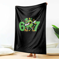 Funny Six Seven 67 St Patricks Day Dabbing Shamrock Throw Blanket
