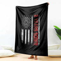 2 Years Sober Throw Blanket 2 Years Sobriety Anniversary Vintage American Flag