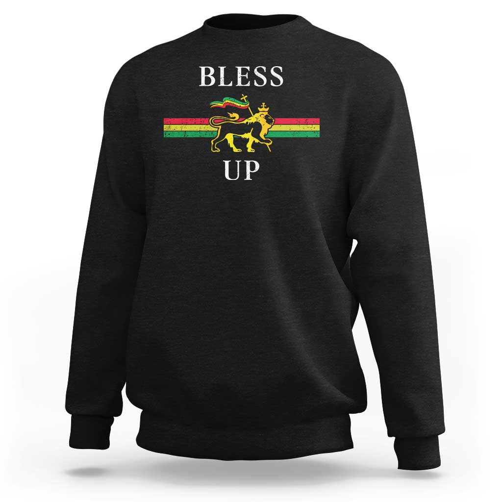Bless Up Sweatshirt Rastafari Lion Of Judah Reggae Music - Wonder Print Shop