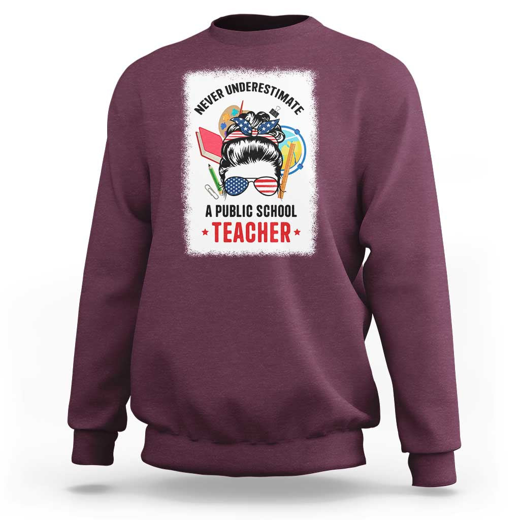 Maroon unisex sweatshirt with teacher-themed graphic print on the back