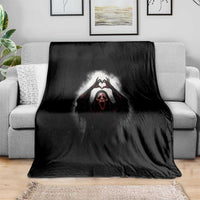 Funny Scary Face Ghost Hand Heart Sign Halloween Throw Blanket - Wonder Print Shop