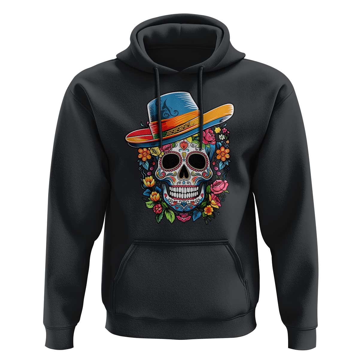 Day Of The Dead Hoodie Sugar Skull Dia De Los Muertos Halloween Flower