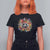 Day Of The Dead T Shirt For Women Pumpkin Sugar Skull Halloween Flowers