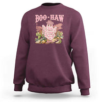 Halloween western sweatshirt in maroon with cowboy ghost graphic on chest