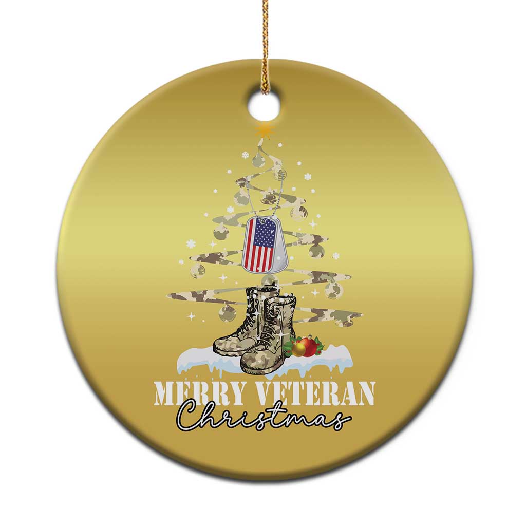 Veteran Day Xmas Christmas Ornament Merry Veteran Christmas Fir Tree Dog Tag Combat Shoes - Wonder Print Shop