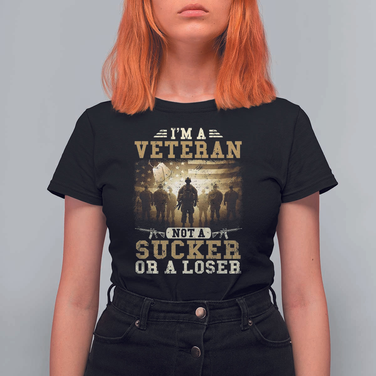 Veterans T Shirt For Women I'm A Veteran Not A Sucker Or A Loser American Flag