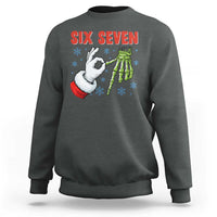 Funny 67 Christmas Sweatshirt Six Seven Meme Santa Skeleton Hands Gesture Gen Alpha - Wonder Print Shop