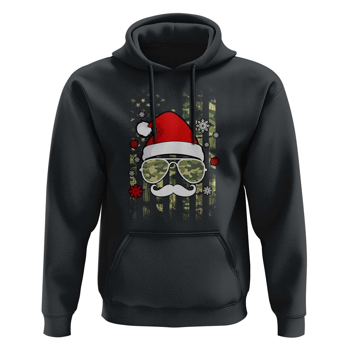 Funny Christmas Veteran Hoodie Santa Hat Camo American Flag