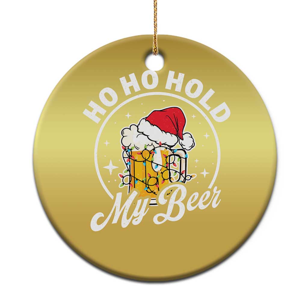 Funny Xmas Beers Christmas Ornament Ho Ho Hold My Beer Vintage Mug Santa Hat - Wonder Print Shop