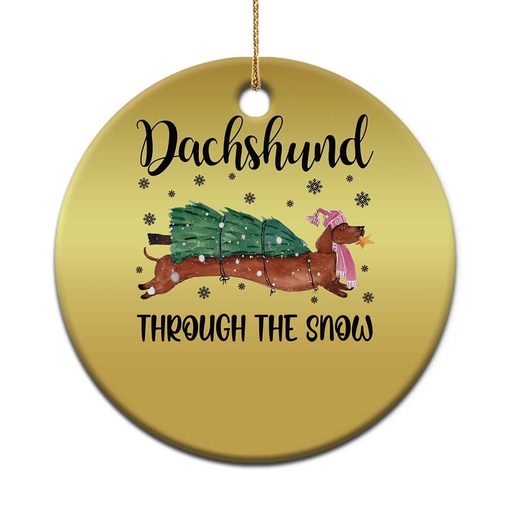 Funny Xmas Wiener Dog Christmas Ornament Dachshund Through The Snow Xmas Tree - Wonder Print Shop