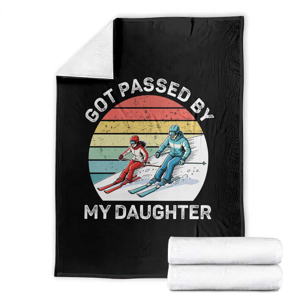 Funny Skiing Dad Throw Blanket Got Passed By My Daughter Retro Vintage - Wonder Print Shop