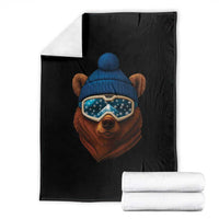Grizzly Bear Snowboard Goggles Skiing Snow Winter Sport Throw Blanket - Wonder Print Shop
