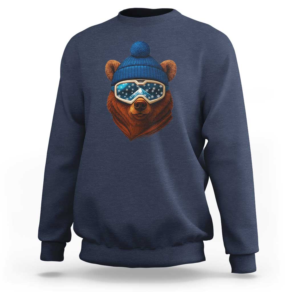Grizzly Bear Snowboard Goggles Skiing Snow Winter Sport Sweatshirt - Wonder Print Shop