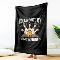 Funny Christmas Bowling Throw Blanket Rollin With My Snowmies Bowling Pins - Wonder Print Shop
