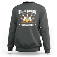 Funny Christmas Bowling Sweatshirt Rollin With My Snowmies Bowling Pins - Wonder Print Shop