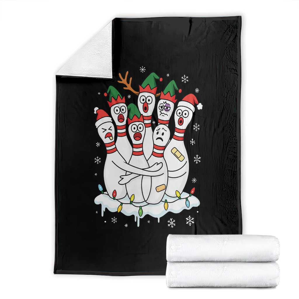 Funny Scared Cartoon Christmas Bowling Pins Throw Blanket - Wonder Print Shop