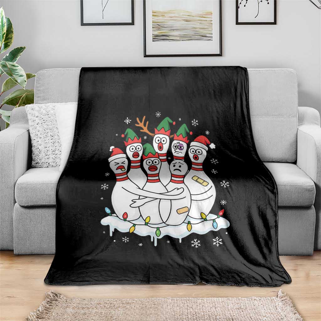 Funny Scared Cartoon Christmas Bowling Pins Throw Blanket - Wonder Print Shop