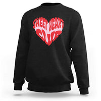 Black crewneck sweatshirt with red “Sweet Heart Club” heart graphic on chest
