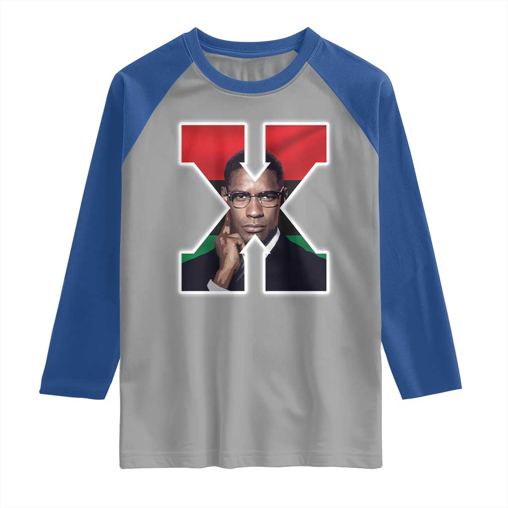 Malcolm X Black History Month Black Liberation Flag Raglan Shirt