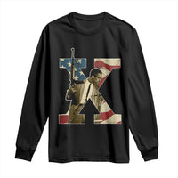 Malcolm X Long Sleeve Shirt Black History Leaders American Flag