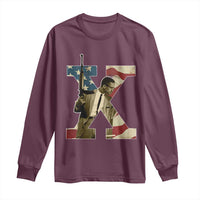 Malcolm X Long Sleeve Shirt Black History Leaders American Flag