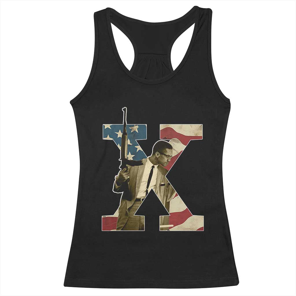 Malcolm X Racerback Tank Top Black History Leaders American Flag