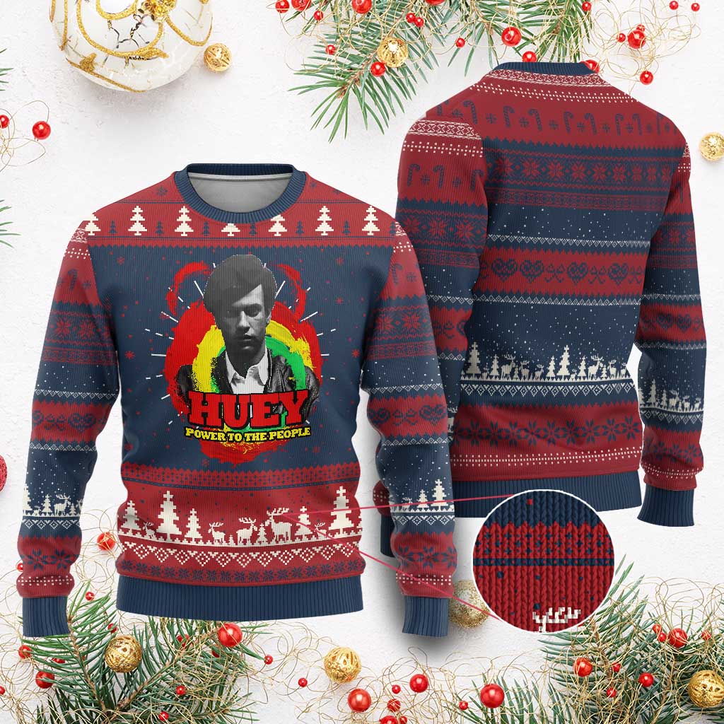 Huey P Newton Ugly Christmas Sweater Power To The People Black History Month