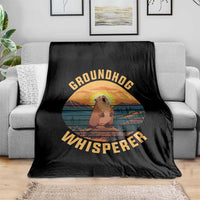 Funny Groundhog Whisperer Throw Blanket Screaming Woodchuck Mountain Forest