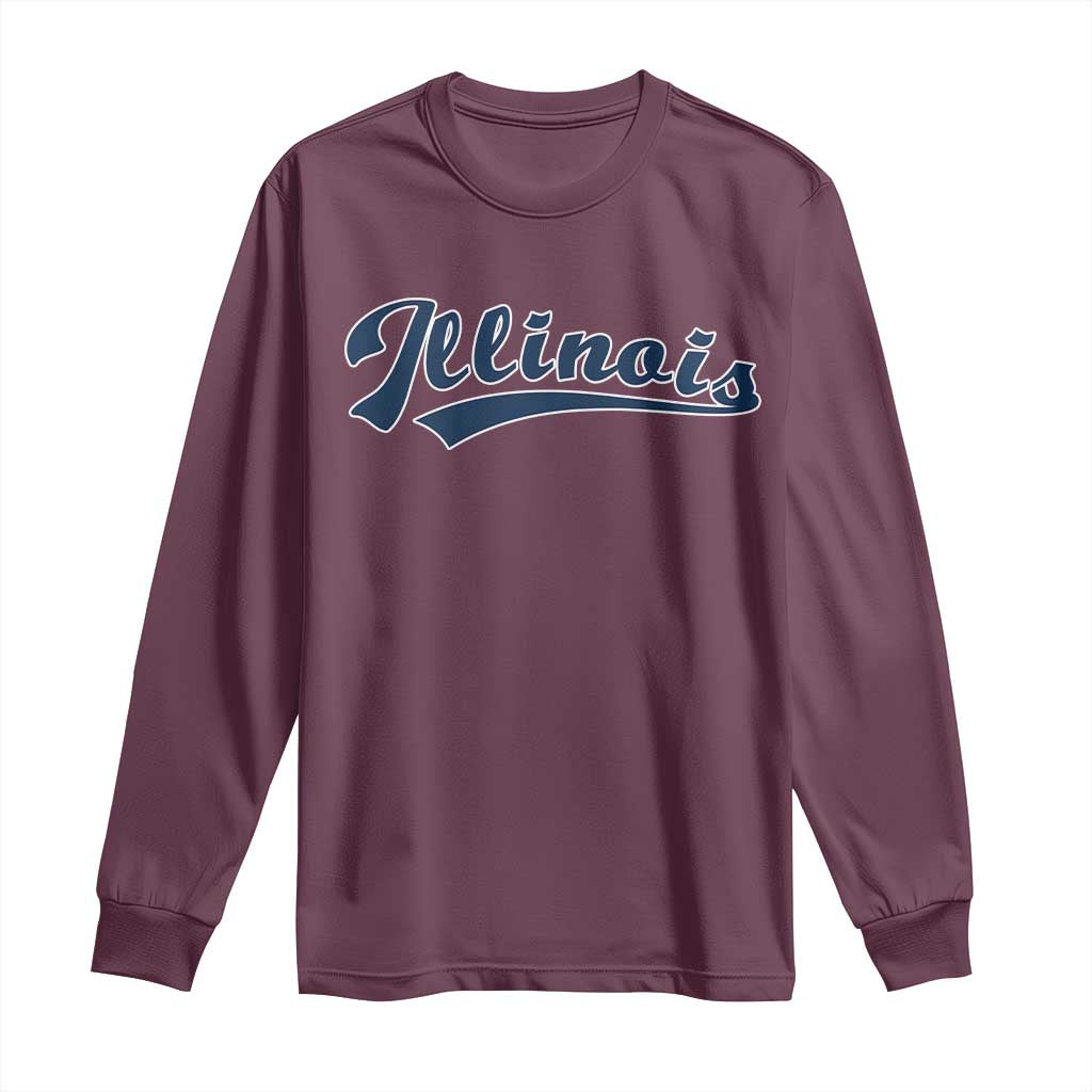 Illinois Varsity Script Classic Sports Jersey Style Long Sleeve Shirt