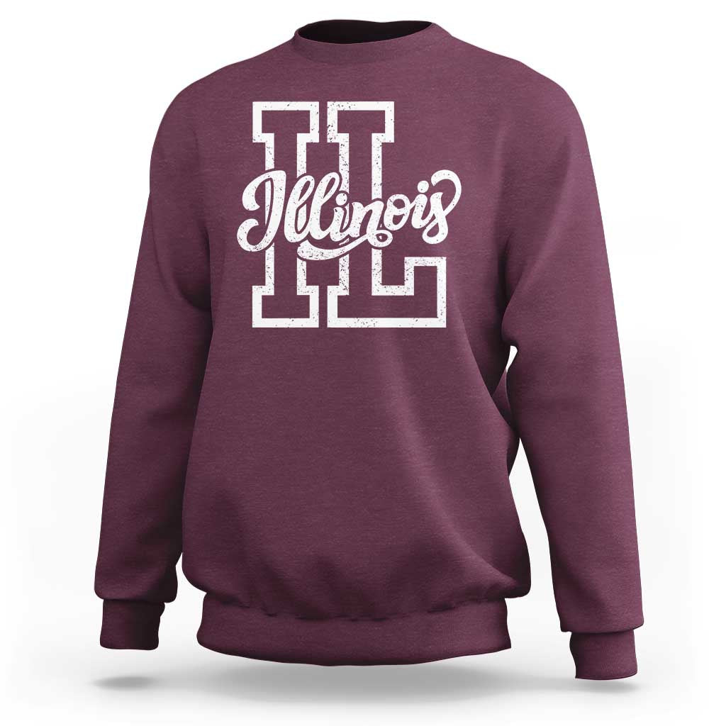 Illinois Sports Fan Sweatshirt Varsity Aesthetic IL State Pride