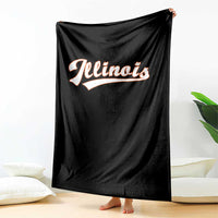 Illinois Vintage Orange Varsity Script Text Classic Sports Jersey Style Throw Blanket