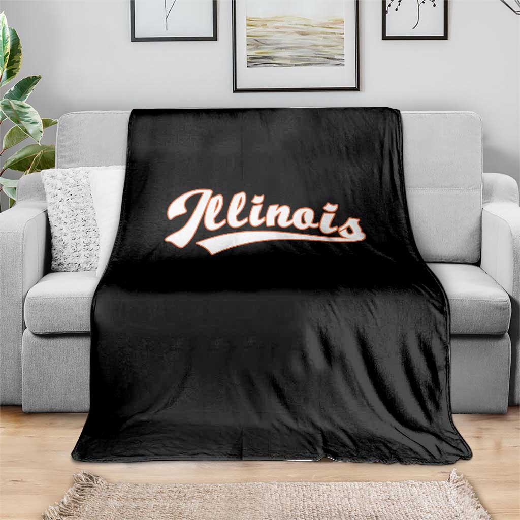 Illinois Vintage Orange Varsity Script Text Classic Sports Jersey Style Throw Blanket
