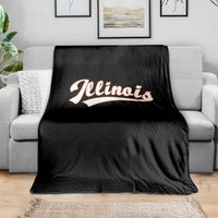 Illinois Vintage Orange Varsity Script Text Classic Sports Jersey Style Throw Blanket