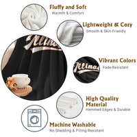 Illinois Vintage Orange Varsity Script Text Classic Sports Jersey Style Throw Blanket