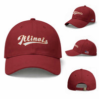 Illinois Vintage Orange Varsity Script Text Classic Sports Jersey Style Baseball Cap
