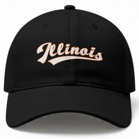 Illinois Vintage Orange Varsity Script Text Classic Sports Jersey Style Baseball Cap