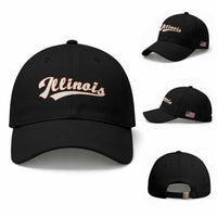 Illinois Vintage Orange Varsity Script Text Classic Sports Jersey Style Baseball Cap