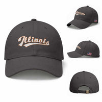 Illinois Vintage Orange Varsity Script Text Classic Sports Jersey Style Baseball Cap