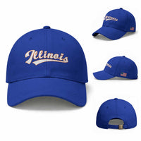 Illinois Vintage Orange Varsity Script Text Classic Sports Jersey Style Baseball Cap