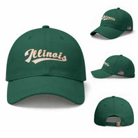 Illinois Vintage Orange Varsity Script Text Classic Sports Jersey Style Baseball Cap