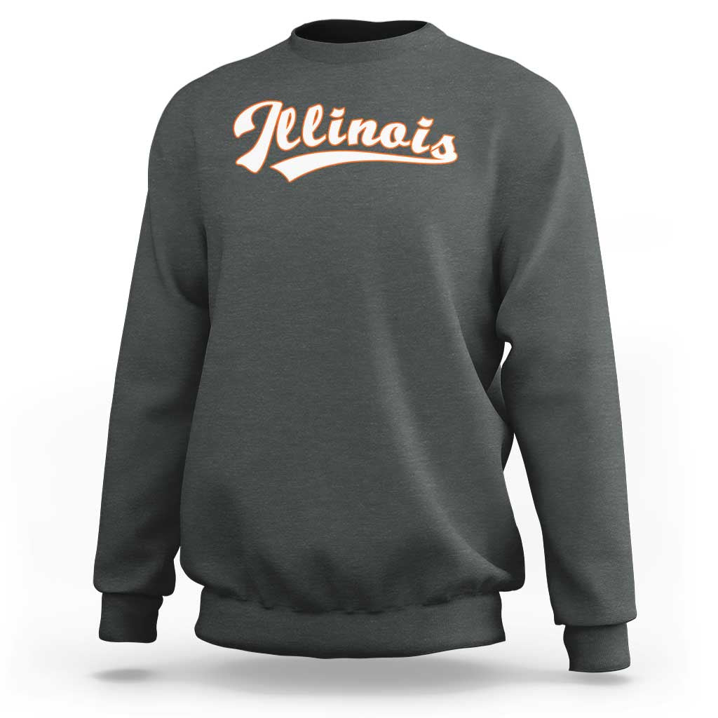 Illinois Vintage Orange Varsity Script Text Classic Sports Jersey Style Sweatshirt