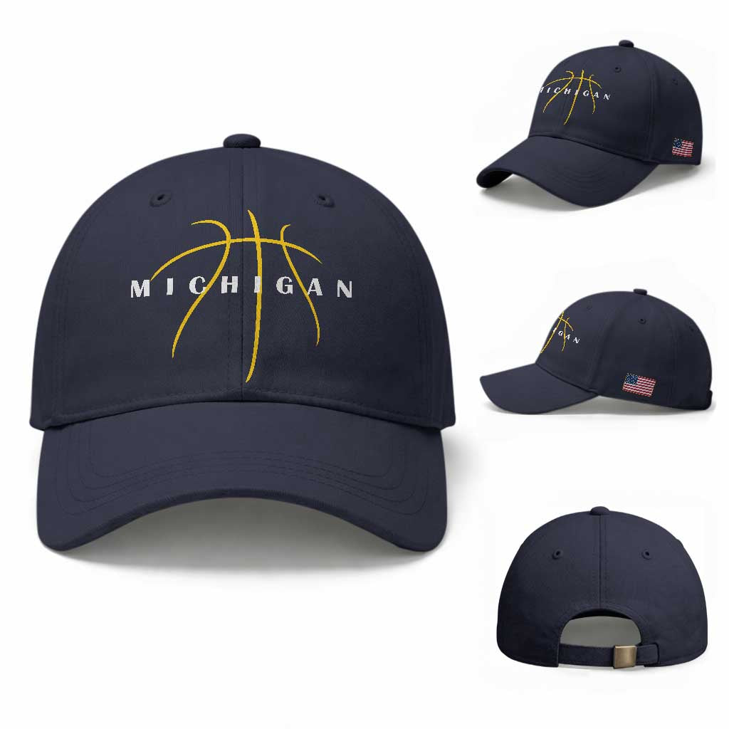 Michigan Fan Basketball Grooves Graphic MI State Baseball Cap