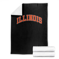 Illinois Sports Fan Throw Blanket Vintage Orange Blue Throwback Text IL State